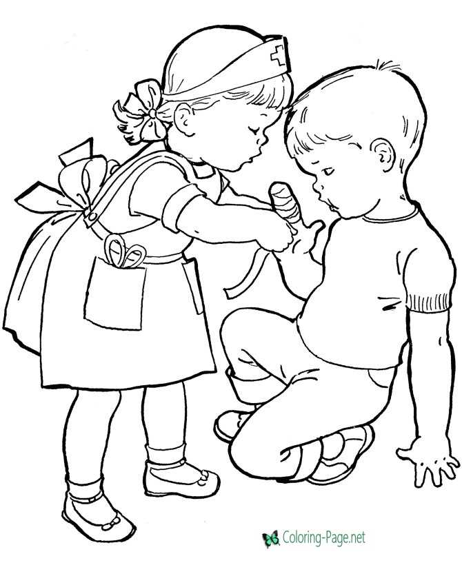 Kids Coloring Pages Girl Nurse