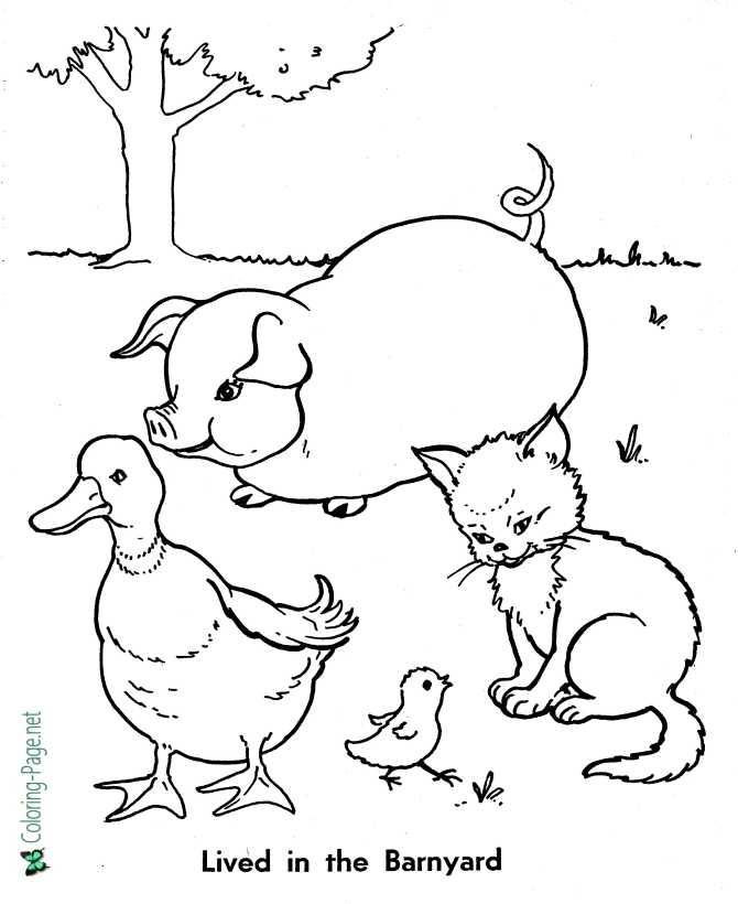 printable barnyard Little Red Hen coloring page