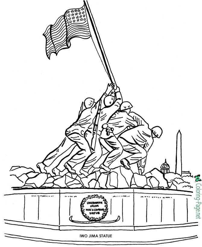 Memorial Day Coloring Pages Iwo Jima