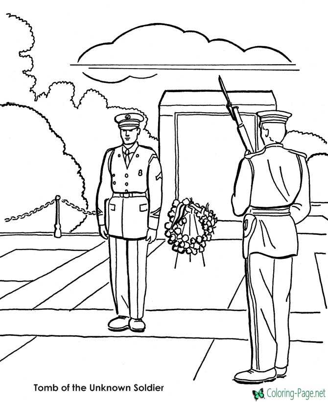 Memorial Day Coloring Pages Tomb Unknown Soldier