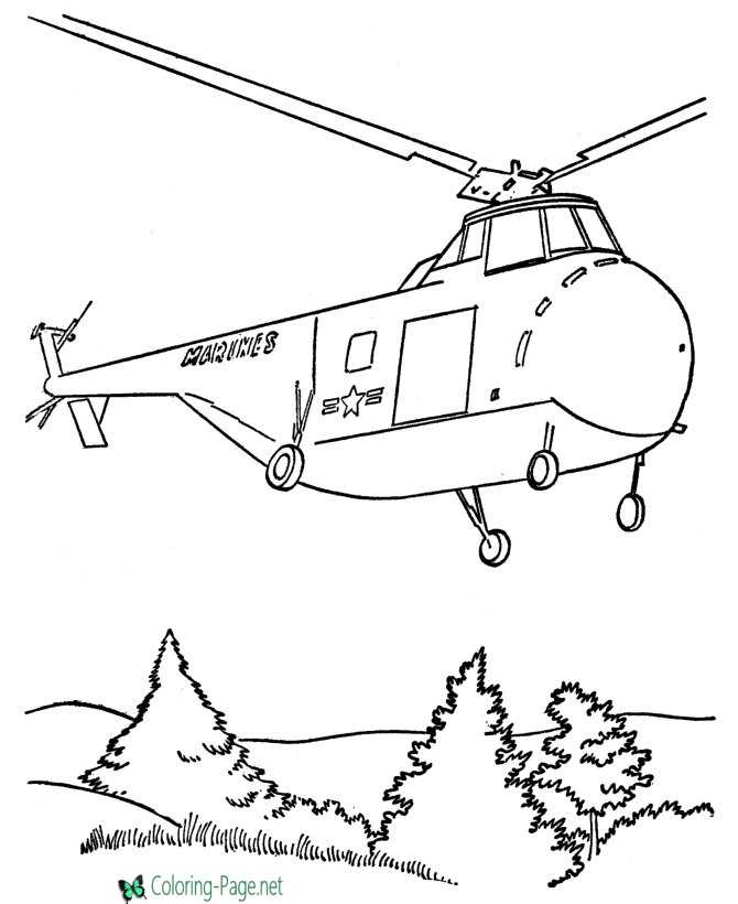 Printable Helicopter Military Coloring Pages