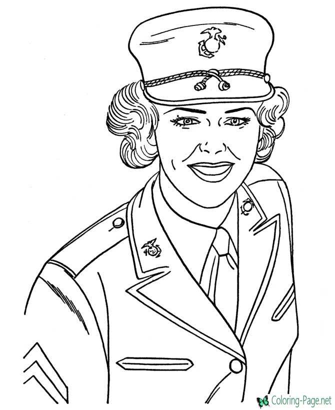 Girls Military Coloring Pages