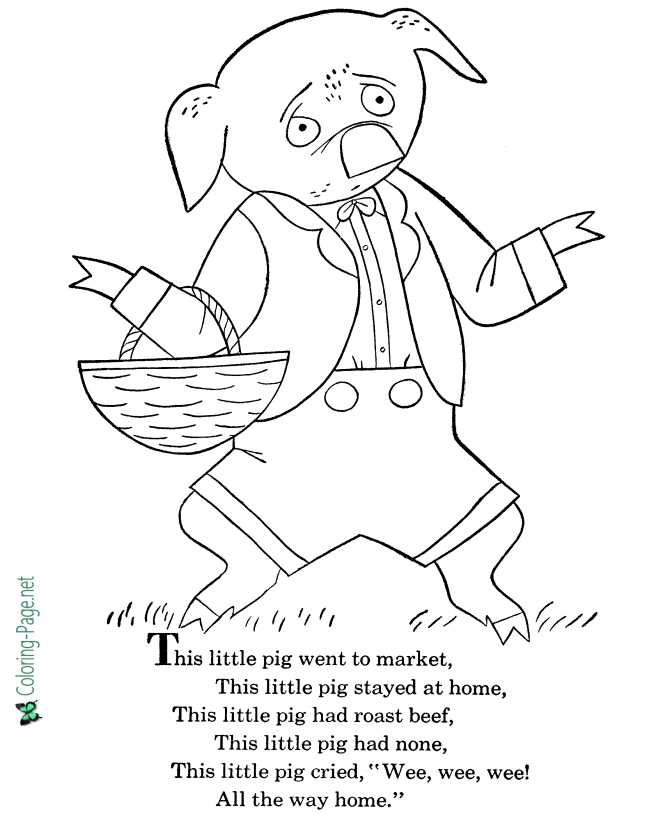 printable This Little Pig nursery rhyme coloring page