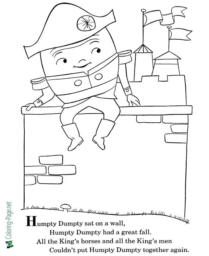 printable Humpty Dumpty nursery rhyme coloring page