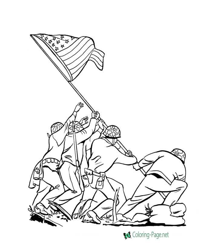 Patriotic Coloring Pages Flag at Iwo Jima