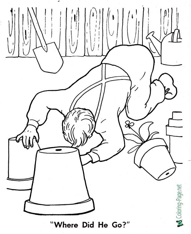 Where did he go? printable Peter Rabbit coloring page