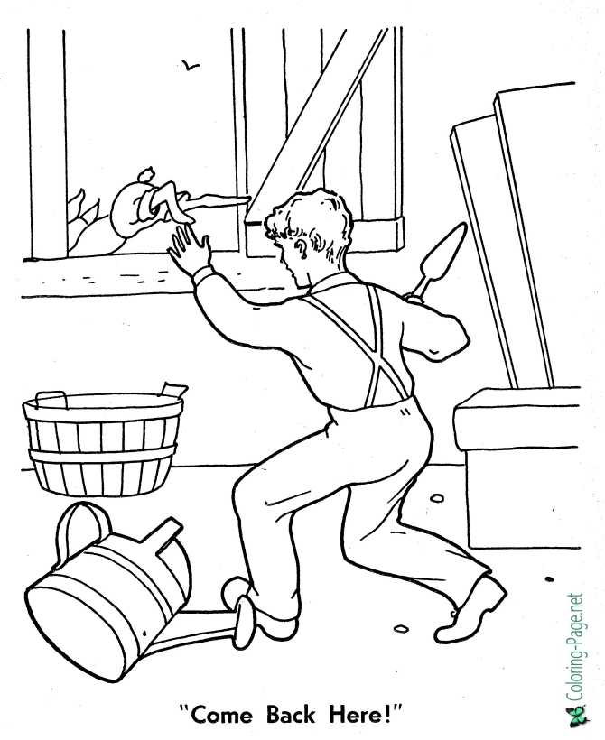printable Peter Rabbit coloring page Come Back Here!