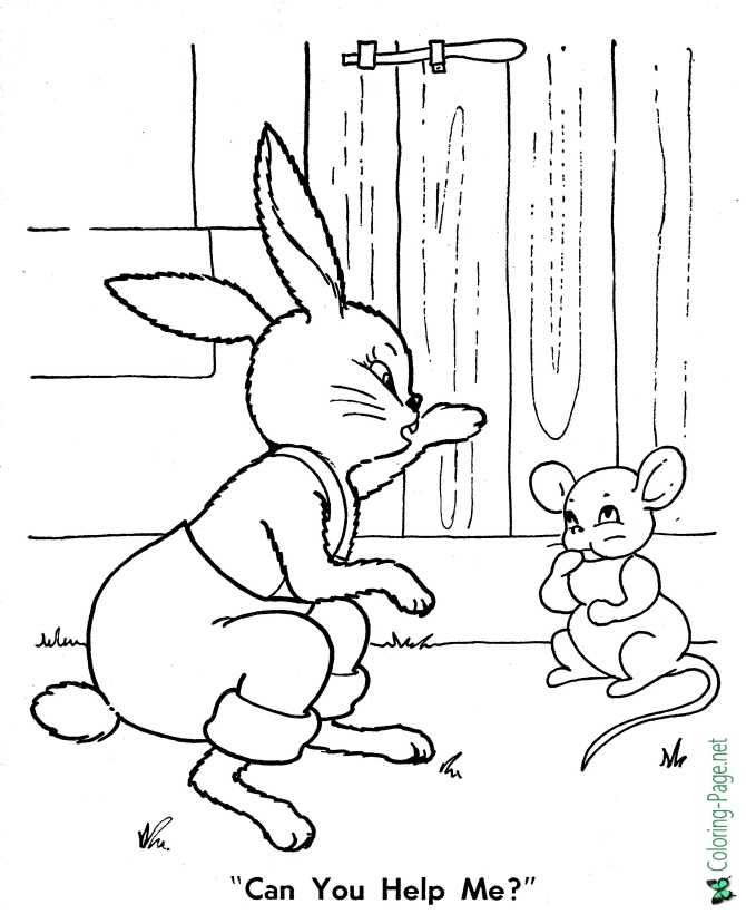 Mouse and Peter Rabbit coloring page