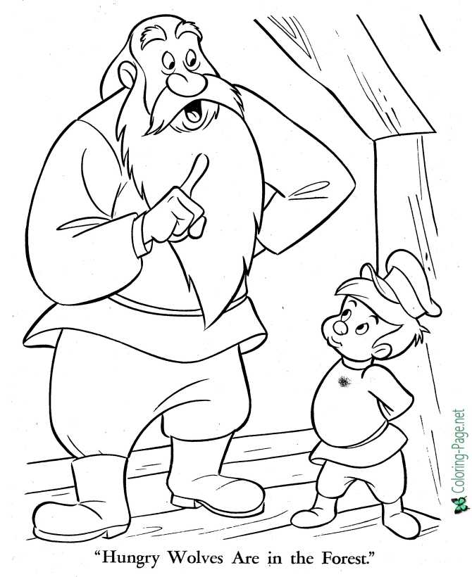 Hungry Wolves! Peter and the Wolf coloring page fairy tale