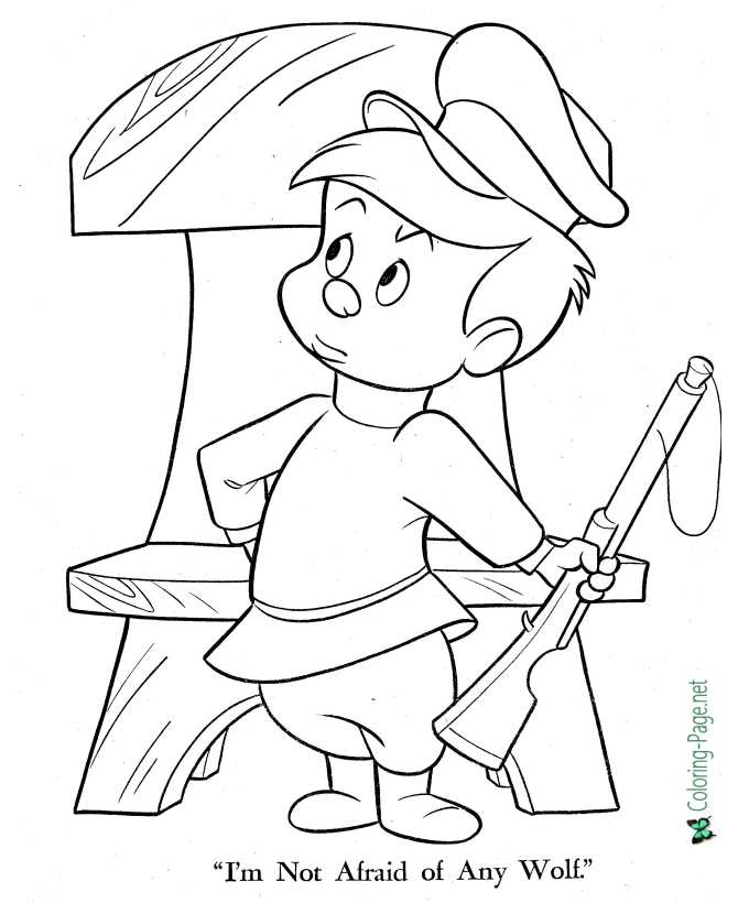 printable Peter and the Wolf coloring page fairy tale