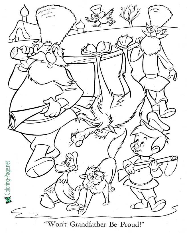 Proud Grandfather, Peter and the Wolf coloring page fairy tale