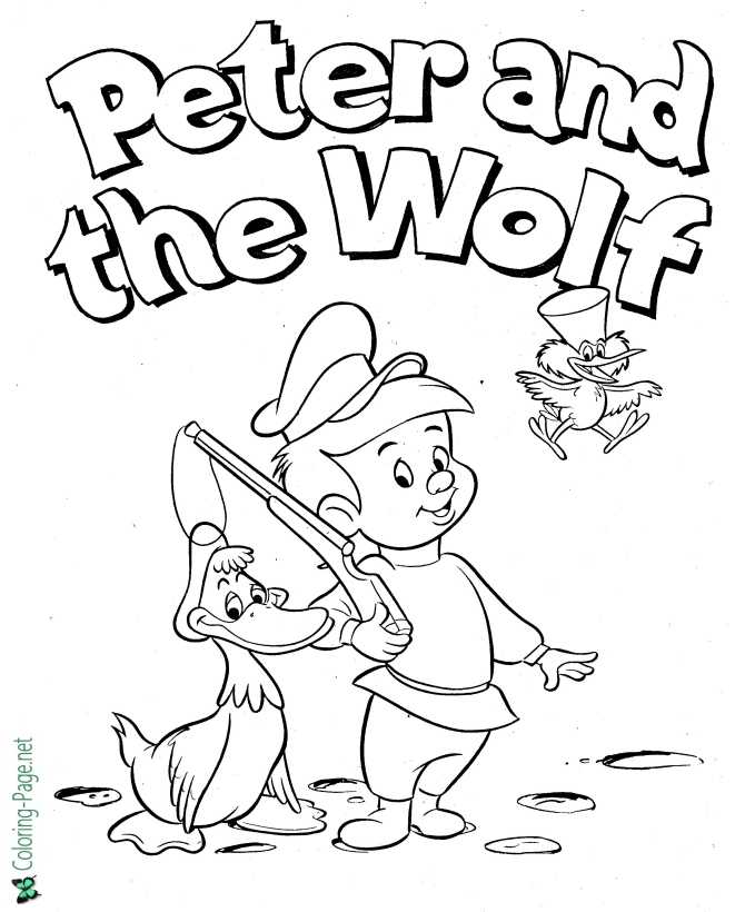 Peter and the Wolf coloring page fairy tale