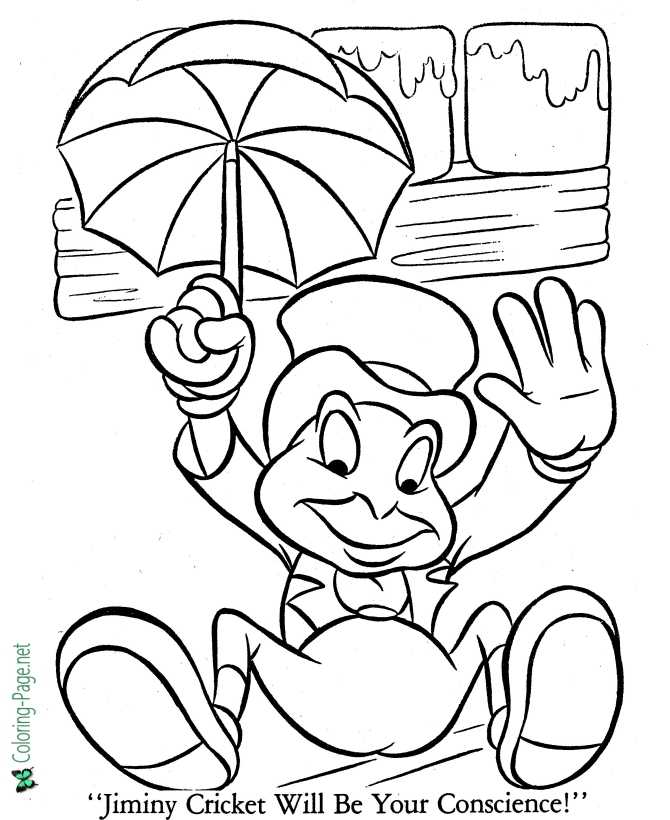 printable Jiminy Cricket coloring page