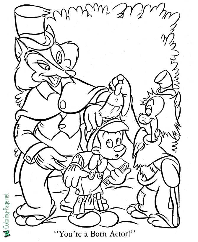 printable coloring page for Pinocchio