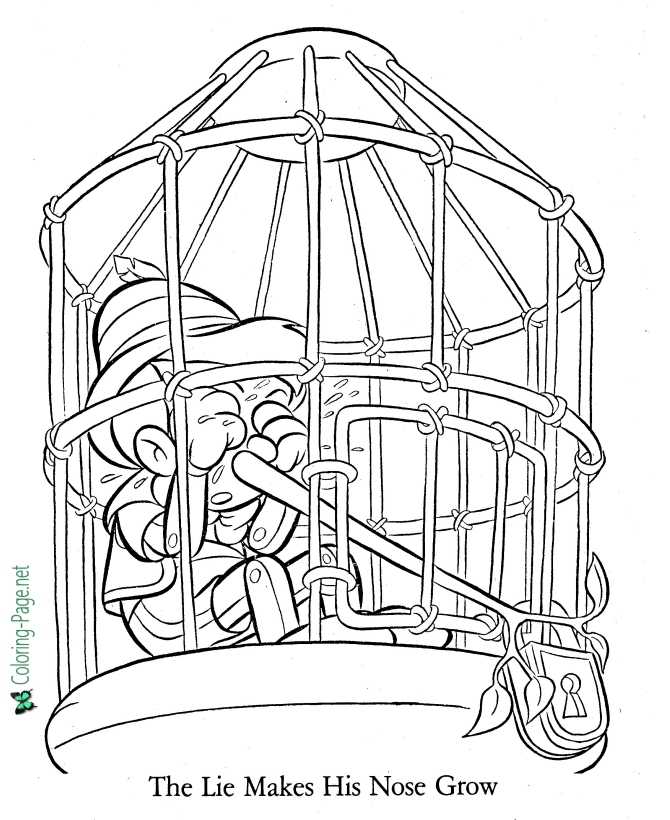 Lie Makes His Nose Grow - pinocchio coloring page