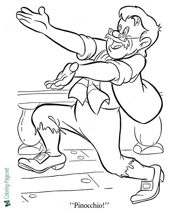 printable Gepetto pinocchio coloring page