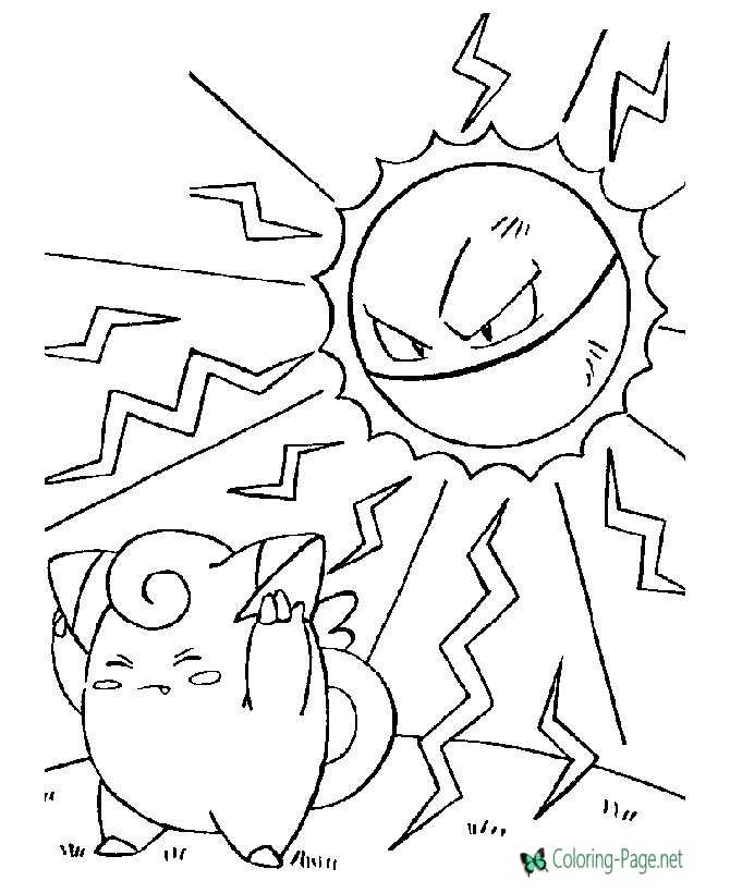 printable pokemon coloring page - Pikachu in trouble