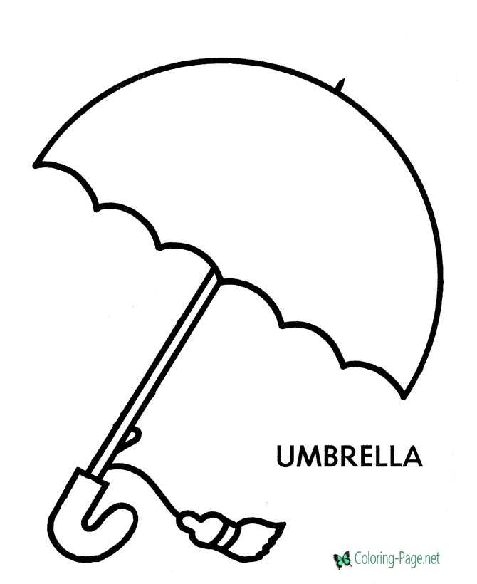 Preschool Coloring Pages Umbrella