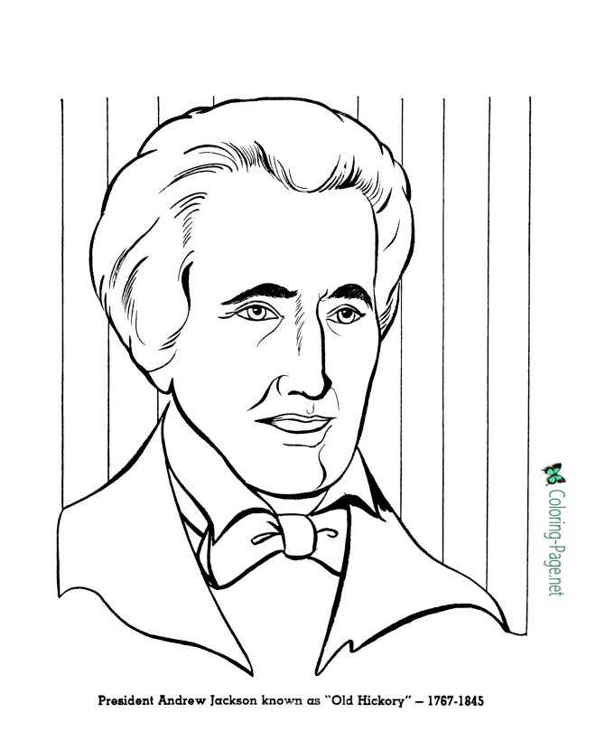 andrew jackson coloring pages