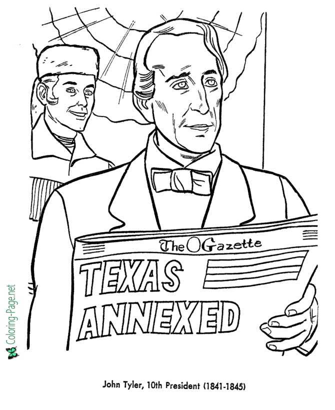 US Presidents Coloring Pages John Tyler