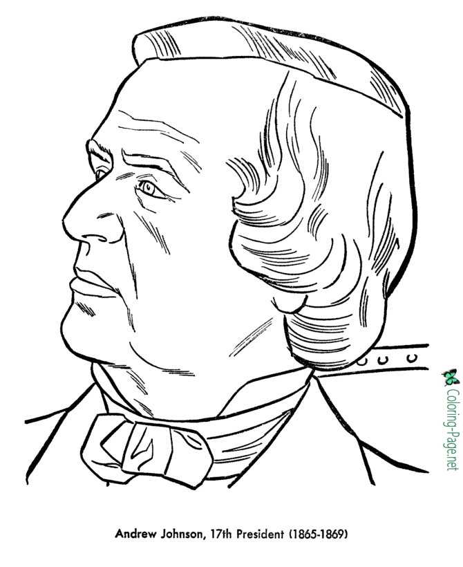US Presidents Coloring Pages Andrew Johnson