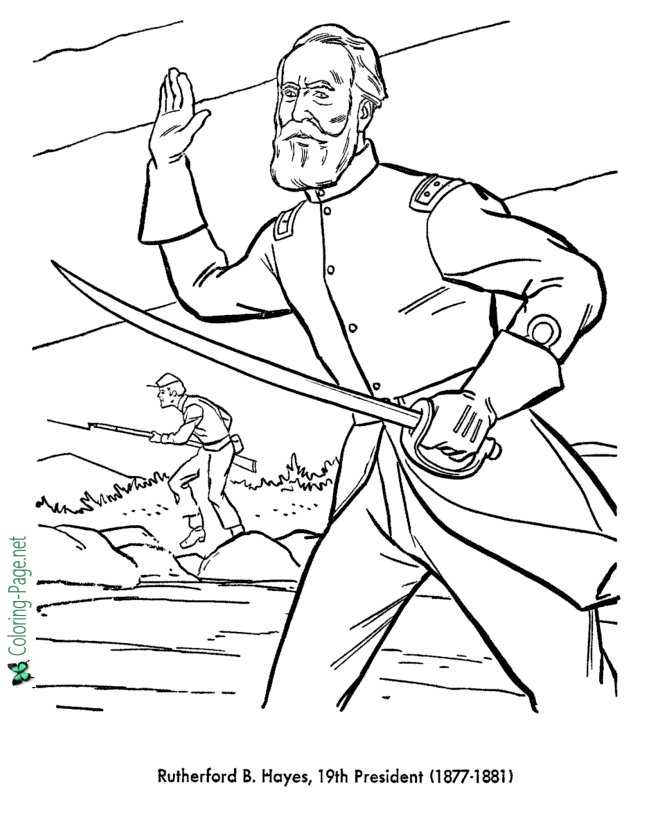 US Presidents Coloring Pages Rutherford Hayes