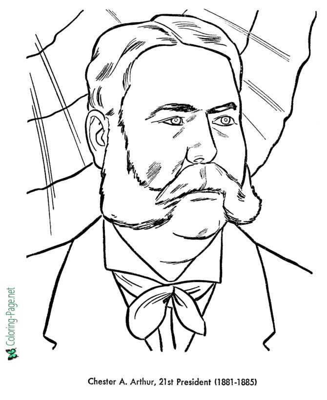 US Presidents Coloring Pages Chester Arthur