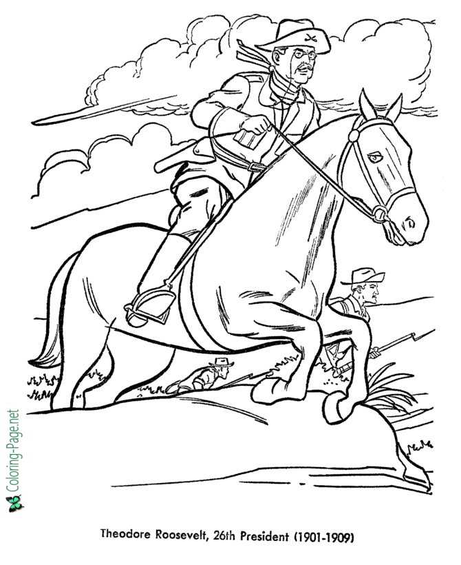 US Presidents Coloring Pages Theodore Roosevelt