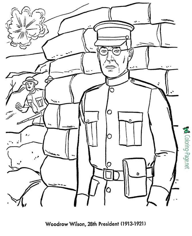 US Presidents Coloring Pages Woodrow Wilson