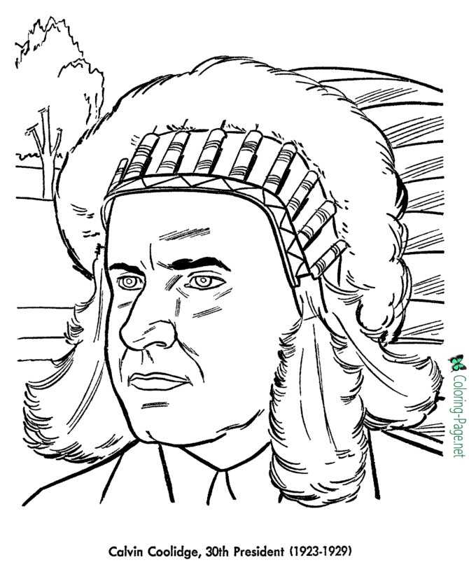 US Presidents Coloring Pages Calvin Coolidge