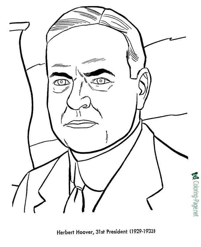 US Presidents Coloring Pages Herbert C Hover
