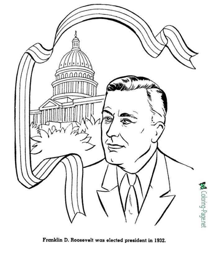 US Presidents Coloring Pages Franklin D Roosevelt
