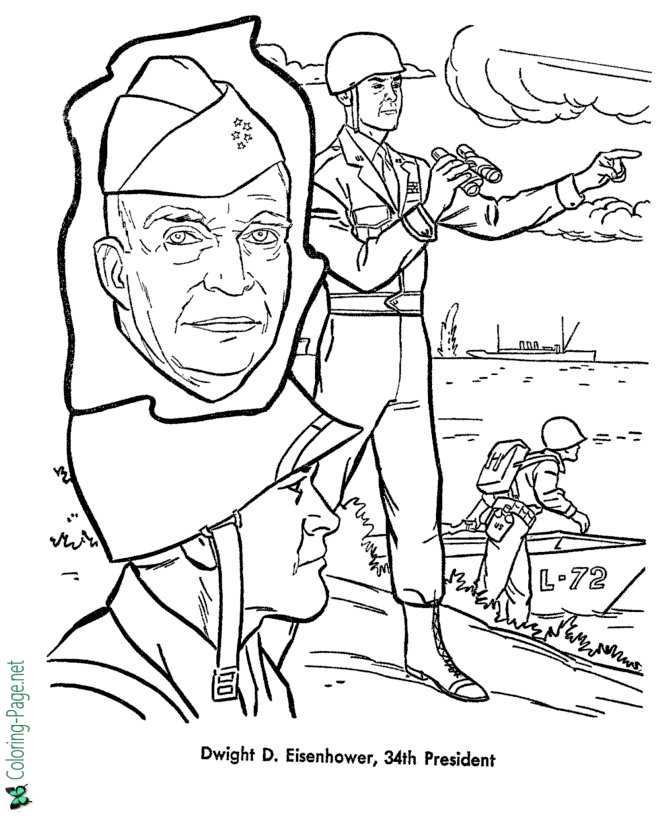 US Presidents Coloring Pages Dwight Eisenhower