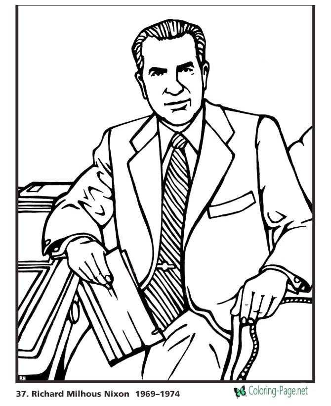 US Presidents Coloring Pages Richard Nixon