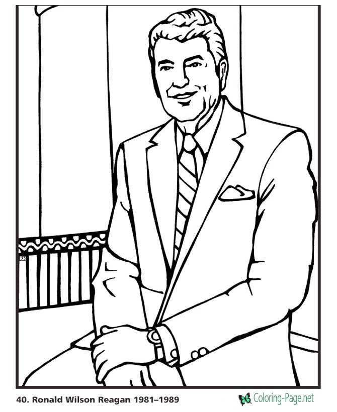 US Presidents Coloring Pages Ronald Reagan