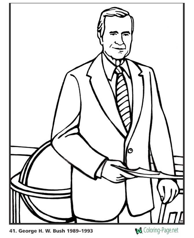 US Presidents Coloring Pages George HW Bush
