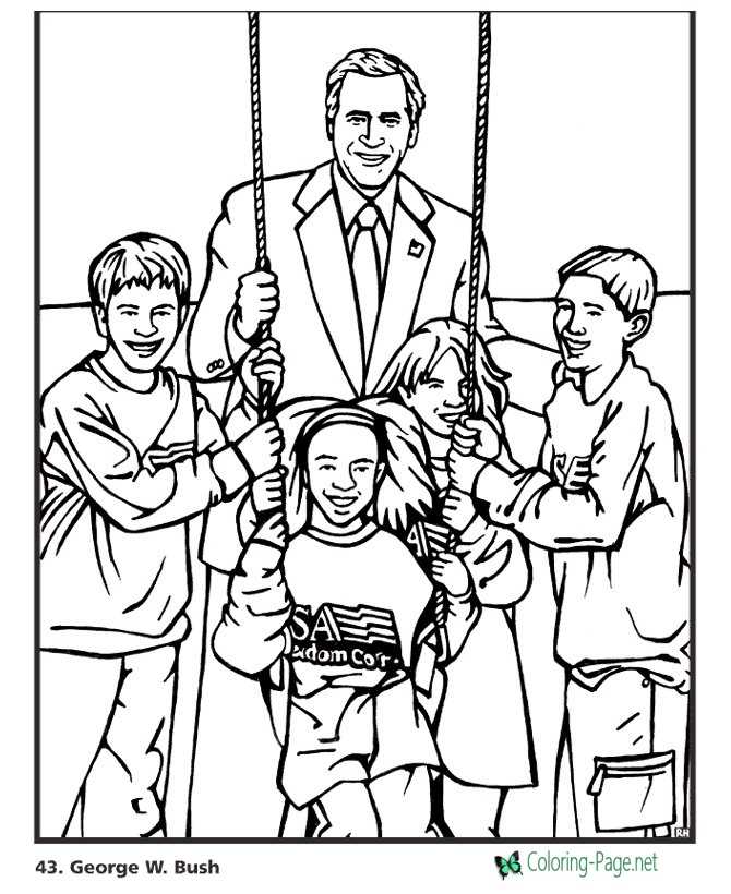 US Presidents Coloring Pages George W Bush