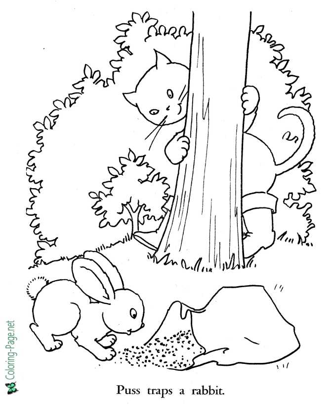 printable rabbit Puss in Boots coloring page