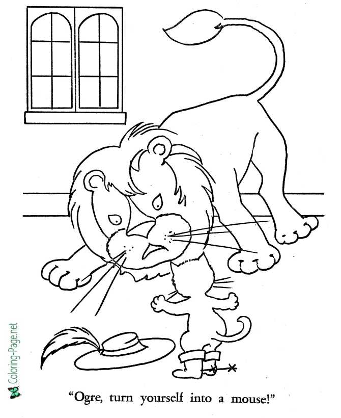 printable lion Puss in Boots coloring page