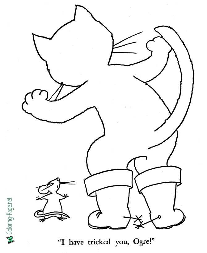 printable mouse Puss in Boots coloring page