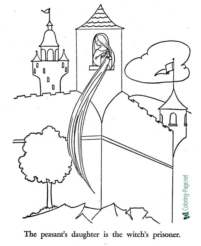 printable Rapunzel coloring page - The Witch's Prisoner