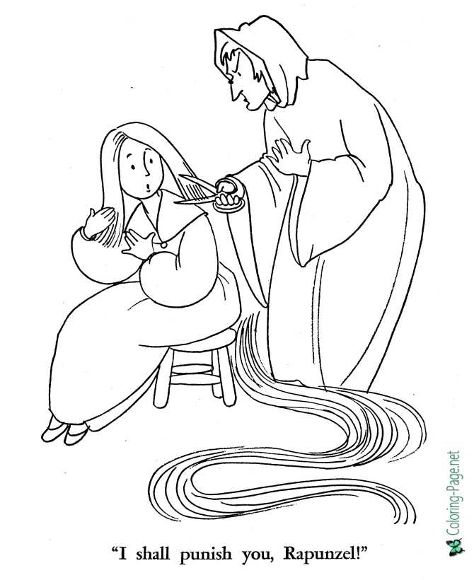 Witch and Rapunzel Coloring Page