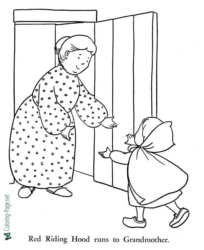 print world coloring page for Little Red Riding Hood