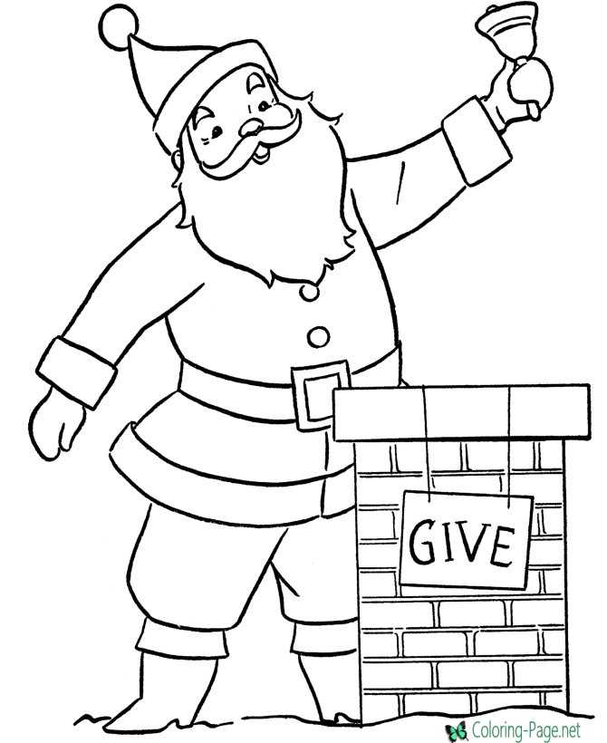 Santa Claus Coloring Pages Chimney Give