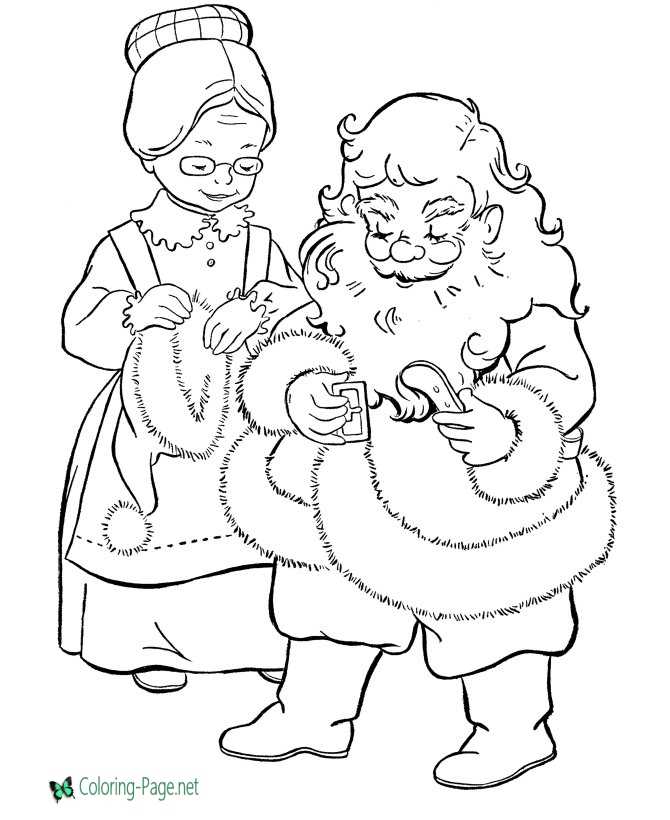 Mr and Mrs Santa Claus Coloring Pages