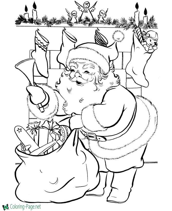 Santa Claus Coloring Pages Christmas Stockings