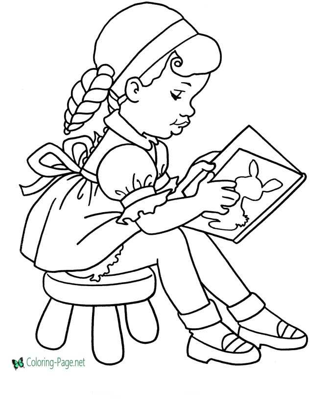 School Coloring Pages Girls Read