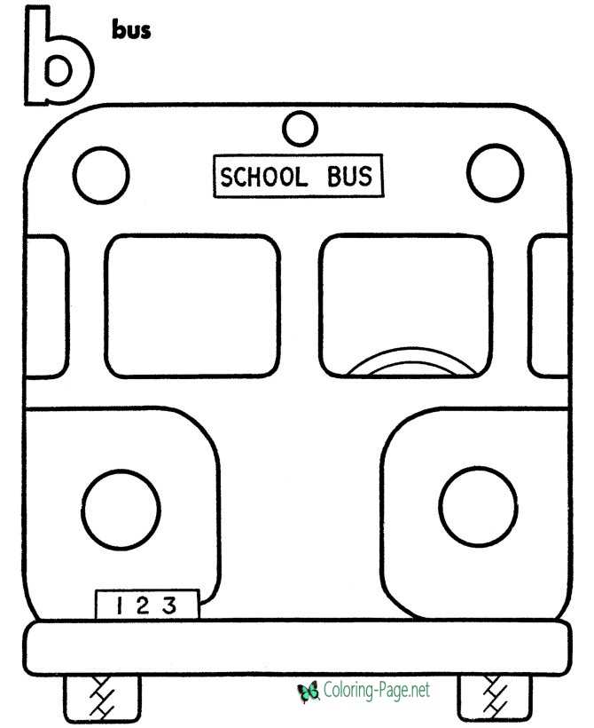 School Coloring Pages B for Bus