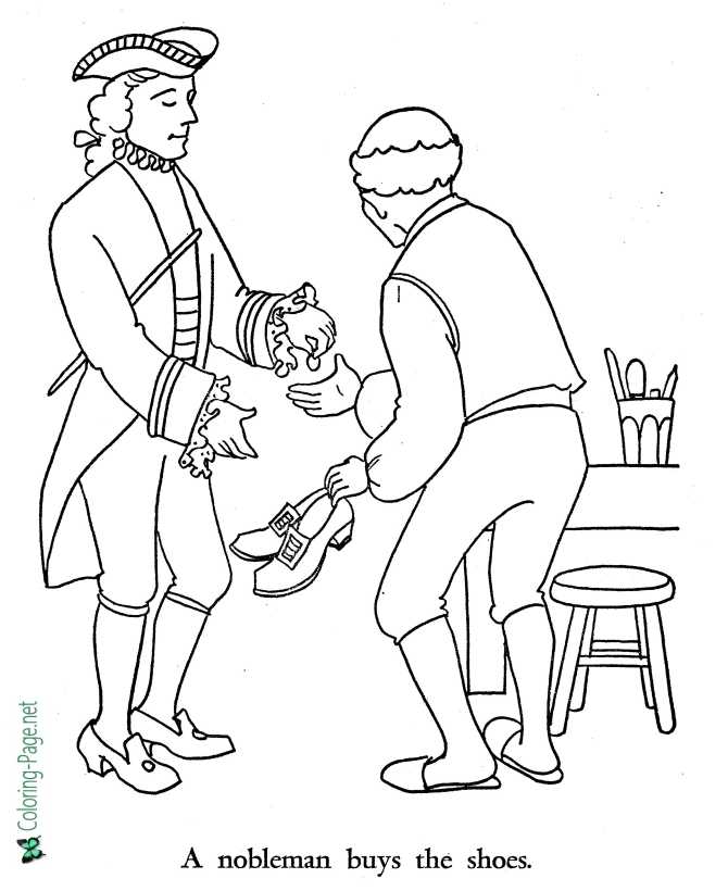 printable nobleman Shoemaker and the Elves coloring page
