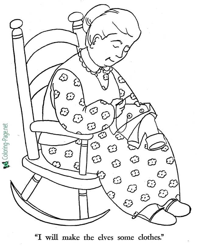 Shoemaker and the Elves coloring page